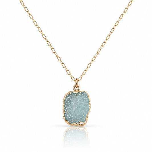 Aqua Druzy Chain Necklace Necklaces athenadesigns NGCP749DZQ