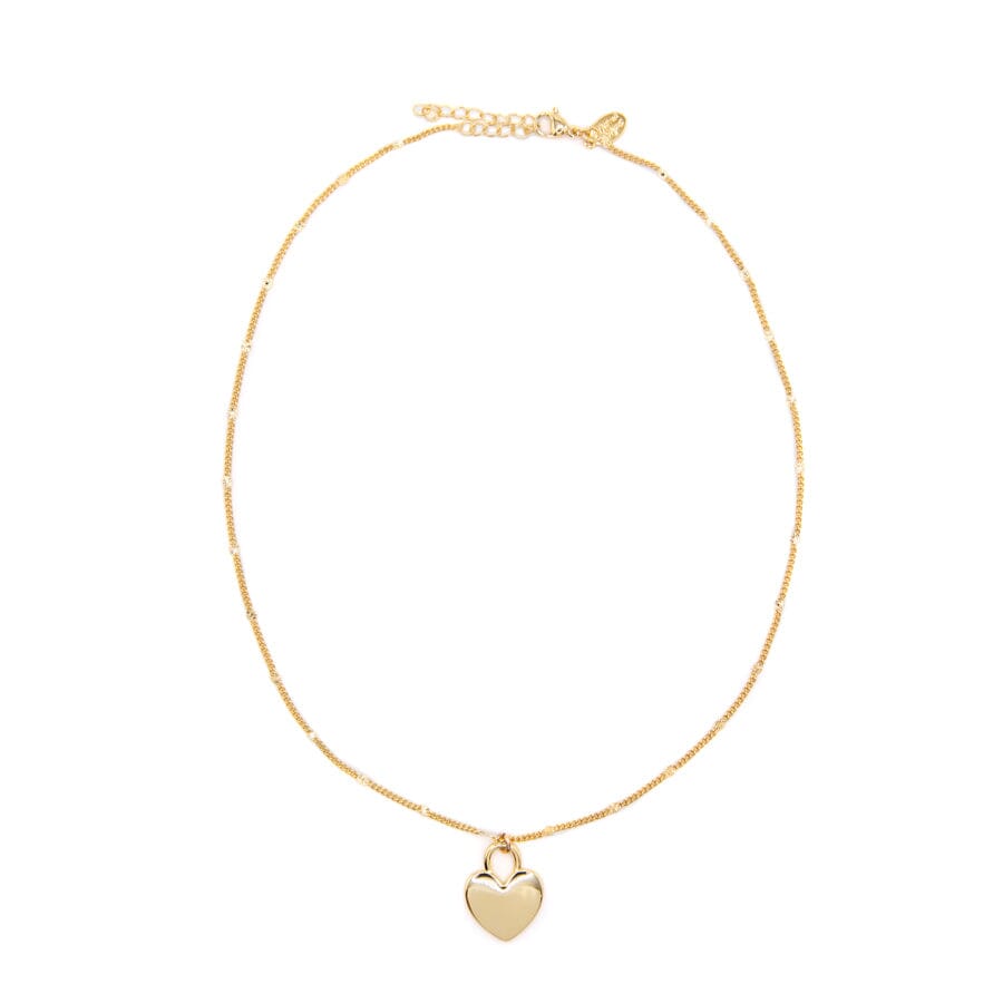 Sunburst Necklace W/Heart Charm Necklaces athenadesigns NGHD43S Gold