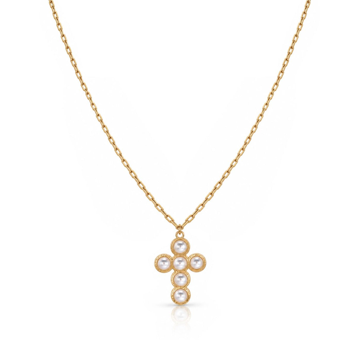 Pearl Cross Necklace Necklaces RM NGP4291 Pearl/Gold