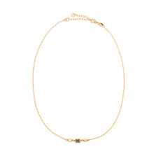 Load image into Gallery viewer, Square Bezel Birthstone Necklace - February Necklaces athenadesigns NGSB02AM Amethyst Purple