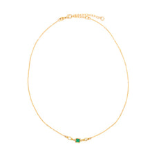 Load image into Gallery viewer, Square Bezel Birthstone Necklace - May Necklaces athenadesigns NGSB05EM Emerald Green