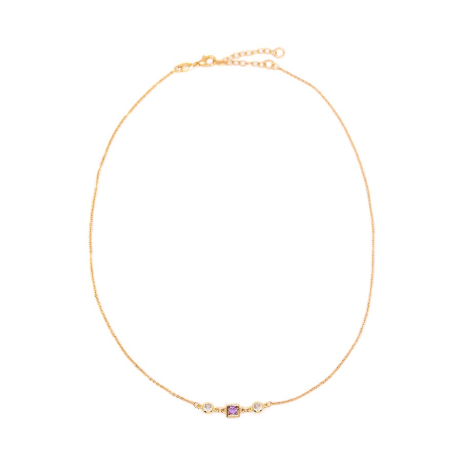 Square Bezel Birthstone Necklace - June Necklaces athenadesigns NGSB06AL Alexandrite Purple