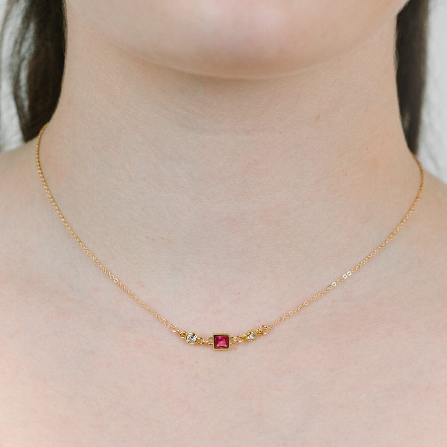 Square Bezel Birthstone Necklace - October Necklaces athenadesigns