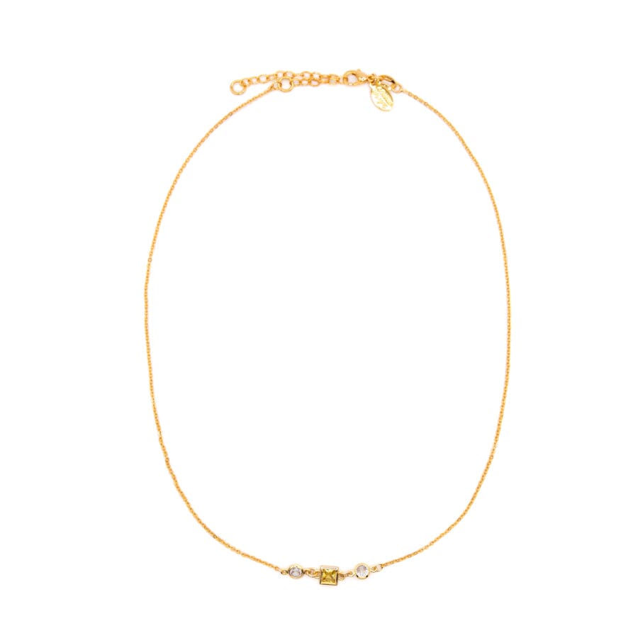 Square Bezel Birthstone Necklace - November Necklaces athenadesigns NGSB11CT Citrine Yellow