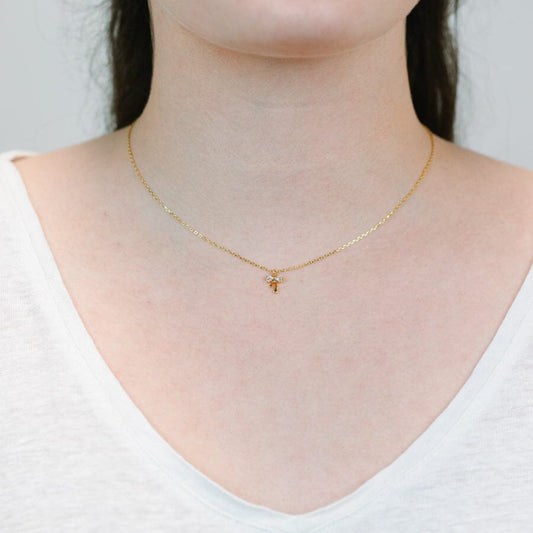 Tiny Bow Charm w/ CZ Necklace Necklaces athenadesigns