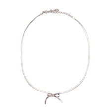 Load image into Gallery viewer, Herringbone Bow Necklace Necklaces athenadesigns NSBB461 Silver