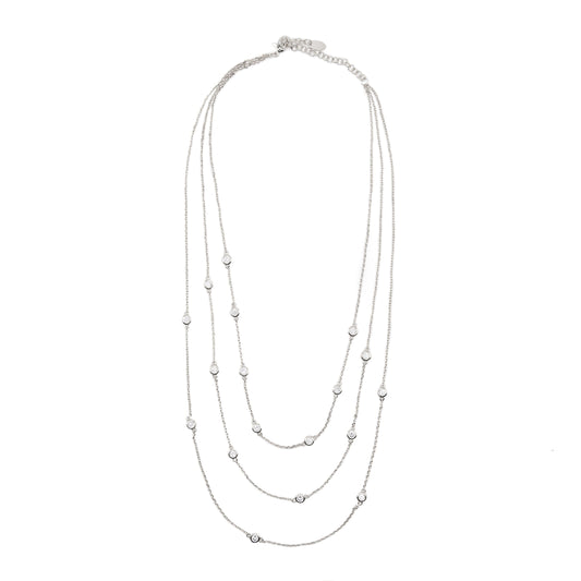 Triple Layer Bezel Necklace Necklaces athenadesigns NSTC5461 Silver