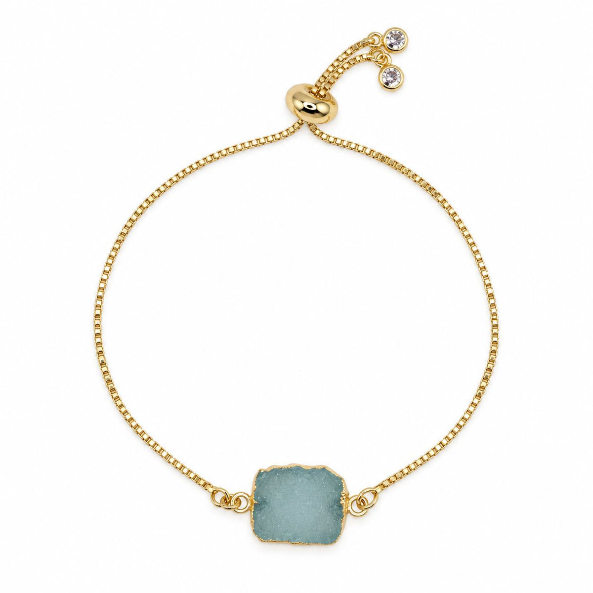 Druzy Pull Chain Bracelet Bracelet athenadesigns PBT748DZQ Aqua