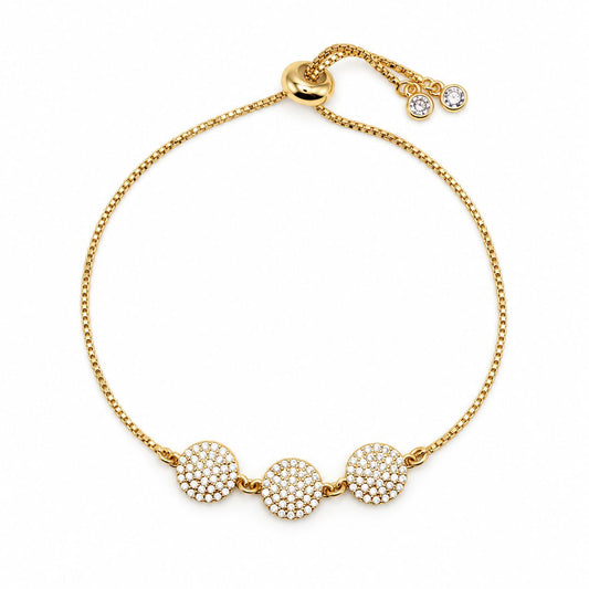 Pave Triple Disk Pull Chain Bracelet Bracelet Beads
