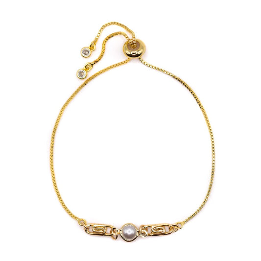 Pearl Swirl Pull Chain Bracelet Bracelets athenadesigns PGBT37 Gold