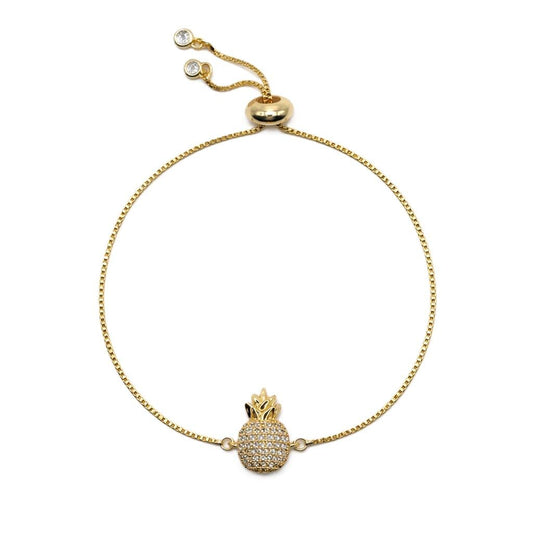 Pineapple Swirl Pull Chain Bracelet Bracelets Beads PGBT4088P Gold