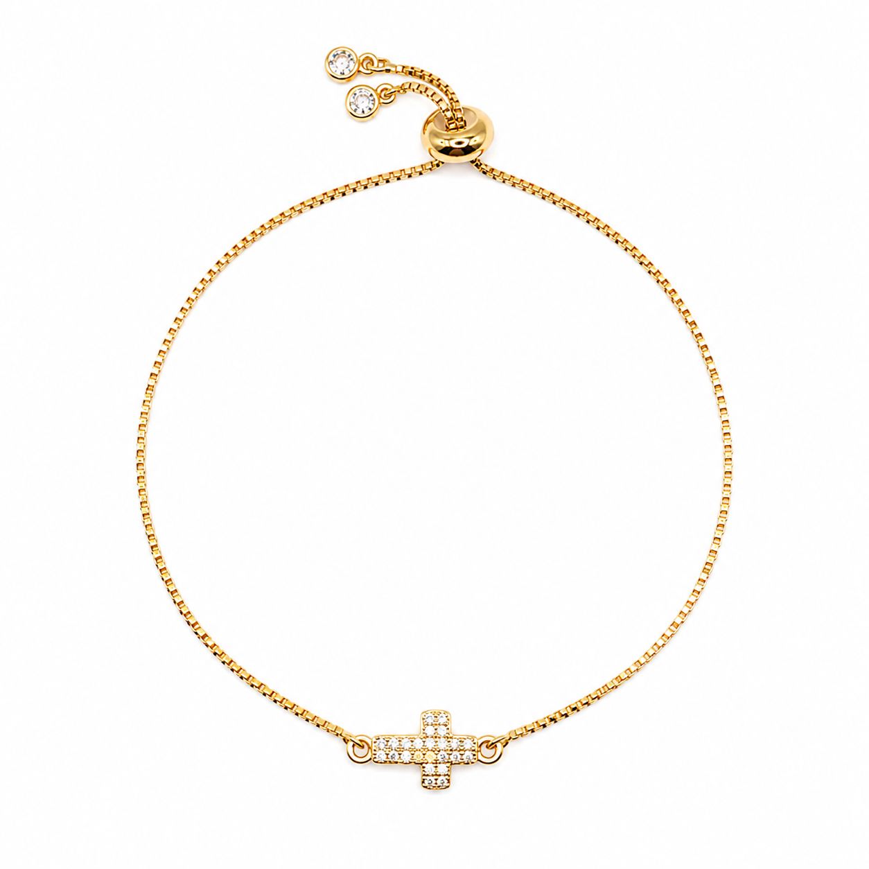 CZ Cross Pull Chain Bracelet Bracelet athenadesigns PGBT45CRS