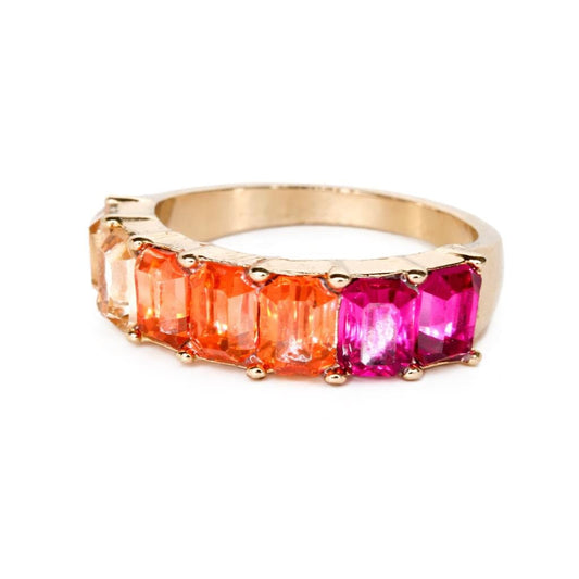 Ombre Baguette Stone Ring Rings Trend Lab RG349OM Fucshia 7