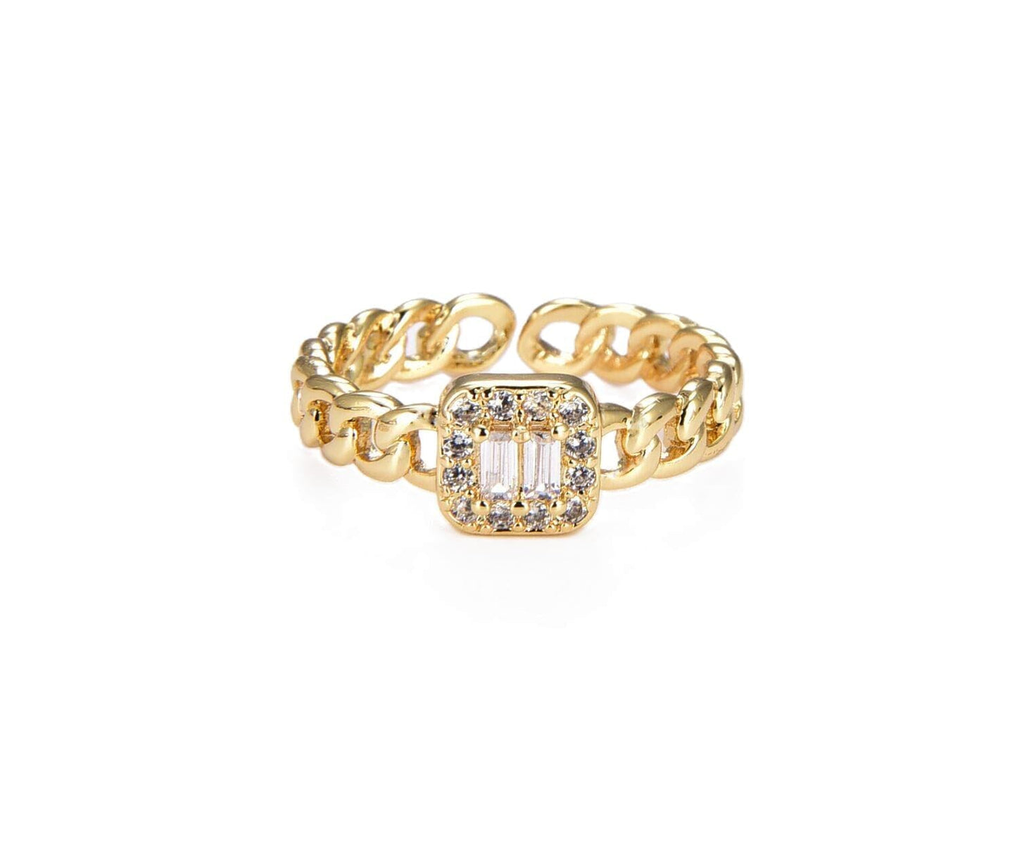 Square CZ Baguette Ring Rings athenadesigns WRG5585 Gold