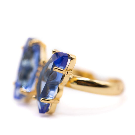 Adjustable Glass Butterfly Ring: Blue Rings athenadesigns