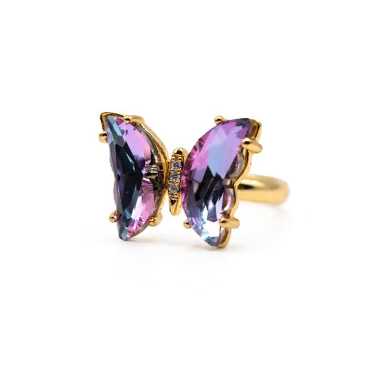 Glass Butterfly Ring Rings Trend Lab RG5BFLYLV Lavender Adj