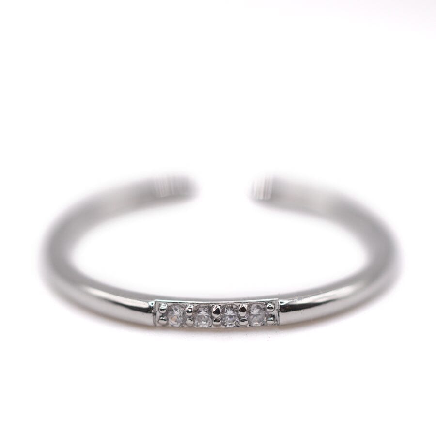 Double Thin Band with CZ Adjustable Ring - Two Tone Rings athenadesigns