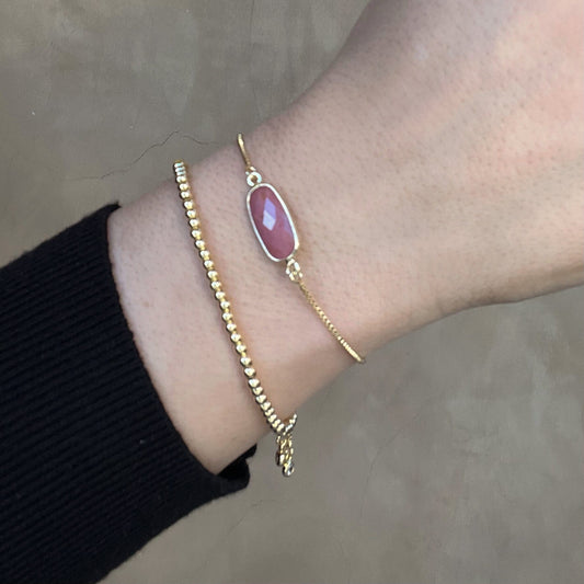 Pull Chain Bracelet: Rectangular Pink Opal (PBT780PO) Bracelet athenadesigns
