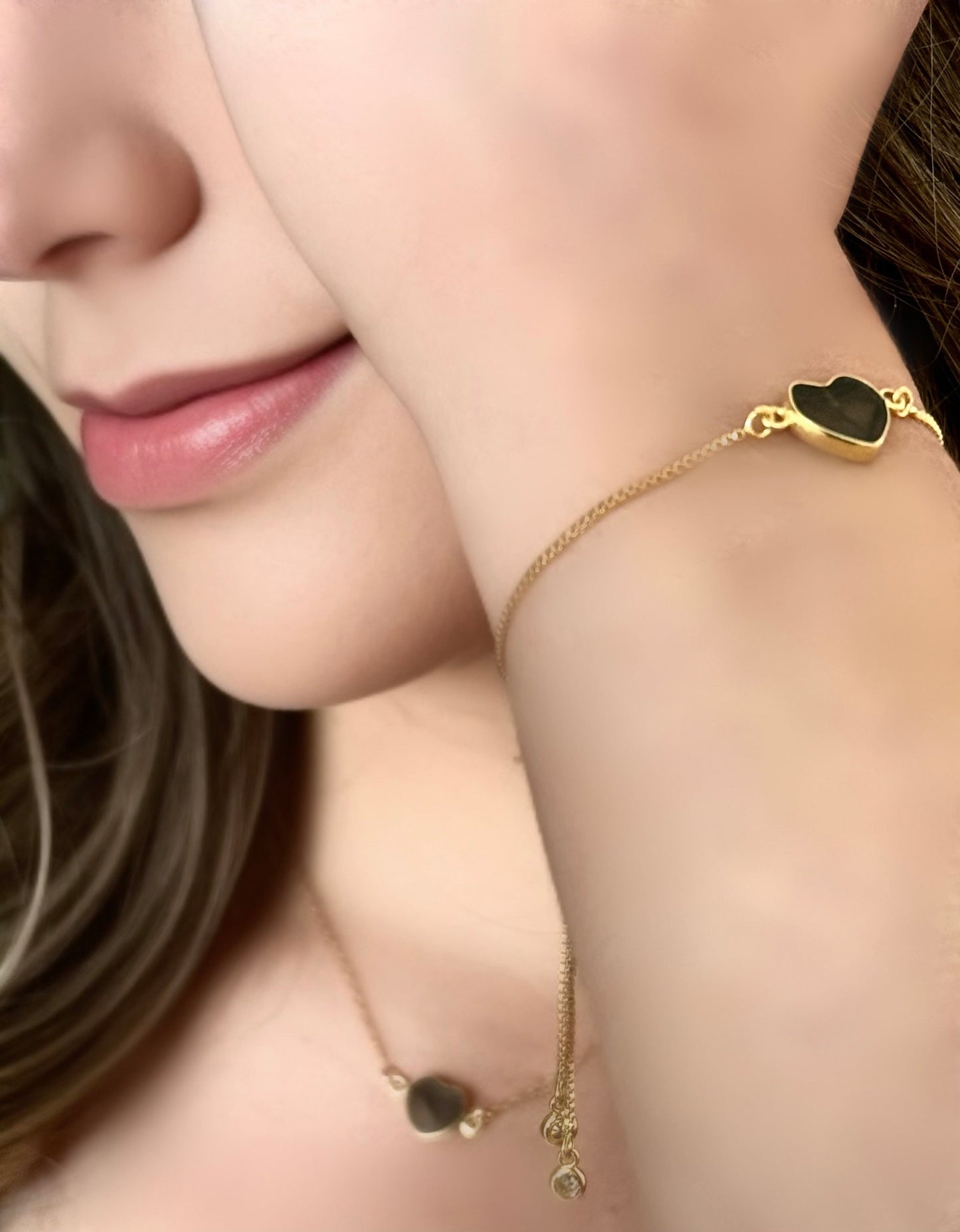 Heart: Semi Precious Stone on Pull Chain : Labradorite (PBT67LD) Bracelet athenadesigns