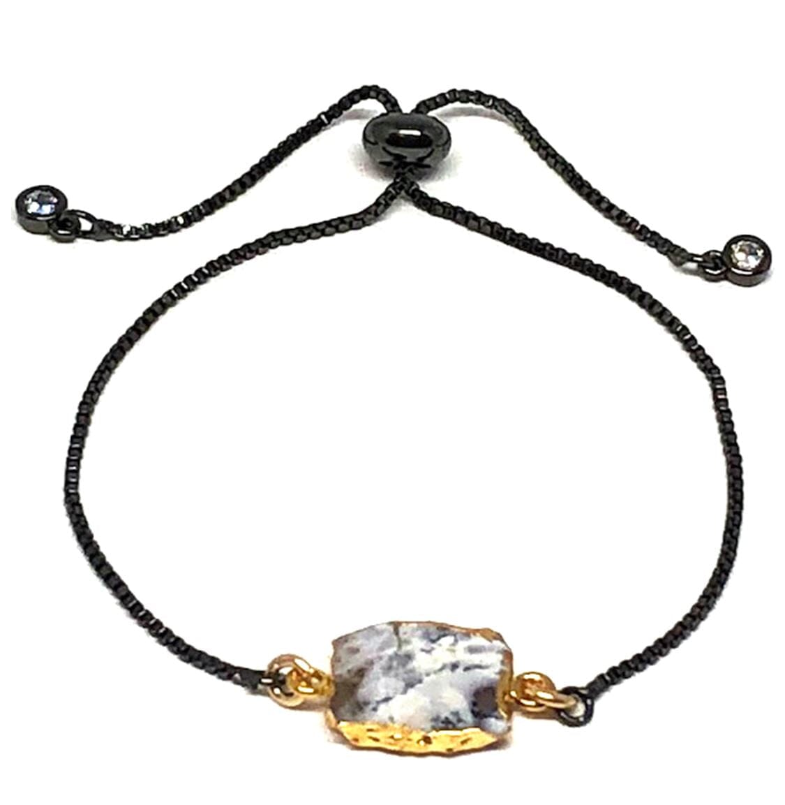 Electroform Stone Pull Chain Bracelet: Dendrite Opal Bracelet athenadesigns Gunmetal; PBXT748DO