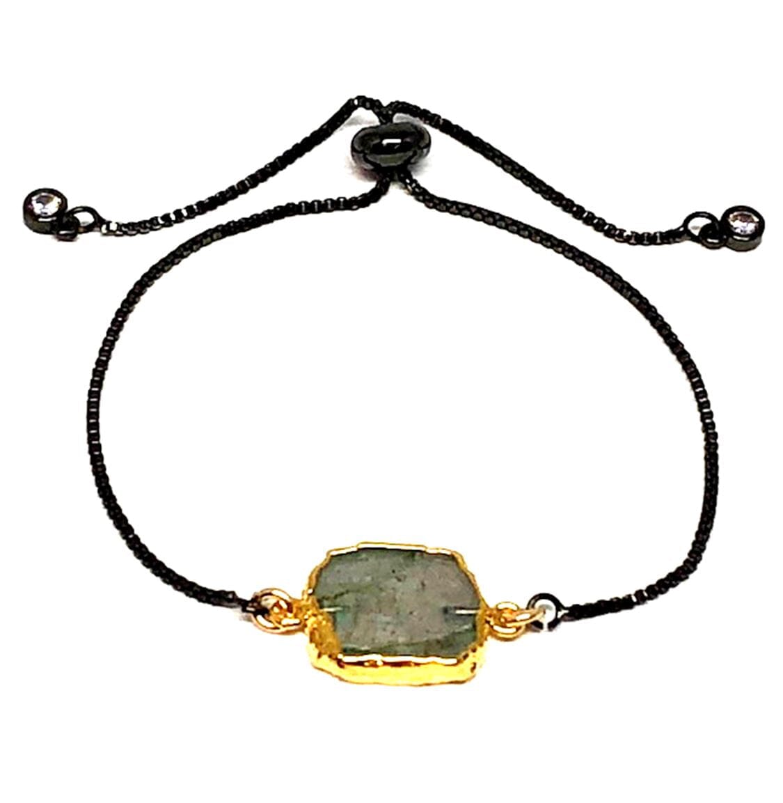 Electroform Stone Pull Chain Bracelet: Labradorite Bracelet athenadesigns Gunmetal; PBXT748LD