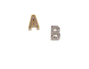 Initial Pave Studs: Letters A-I: Sterling Silver & Gold Vermeil (ESP45C) Price per Letter Earrings athenadesigns Silver A 