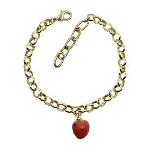 Strawberry Charm Gold Fill Link Bracelet (BGCH40STB) Bracelet athenadesigns 