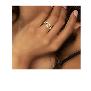Adjustable Ring: Open Link With CZ Center:18Kt Gold Fill (RG4885) Rings athenadesigns 