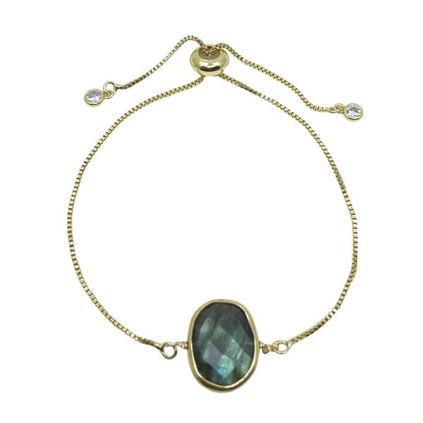 Pull Chain Bracelet: Bezel Set Oval Gemstone: Labradorite (PGBT708LD) Bracelet athenadesigns