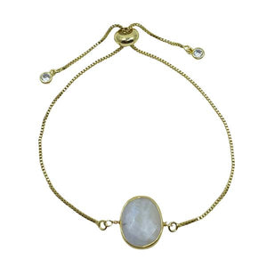 Pull Chain Bracelet: Bezel Set Oval Gemstone: Moonstone (PGBT708MN) Bracelet athenadesigns 