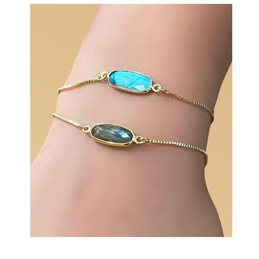 Pull Chain Bracelet With Turquoise Stone (PBT780TQ) Bracelet athenadesigns