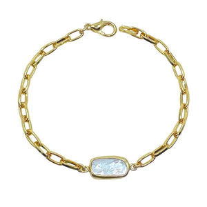 Link Gold Plated Bracelet with Fresh Water Pearl (PBCG438) Bracelet athenadesigns 