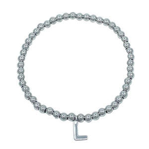 Beaded Bracelets With Initials: J-L :Sterling or Vermeil Charms (BS40_ Or BG40_) Bracelet athenadesigns Silver L 