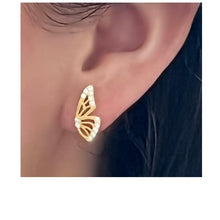 Load image into Gallery viewer, Butterfly Wing Studs : Gold Vermeil (EGP48BWNG) Earrings athenadesigns