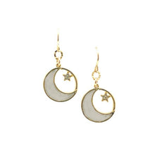 Load image into Gallery viewer, Mother of Pearl: Moon and Star Earrings (EG435MNST) Earrings athenadesigns