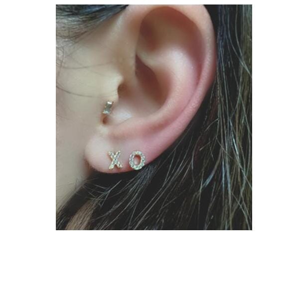 Stud Earring: Crystal Pave "XO" Gold Vermeil (EGP/5XO) Earrings athenadesigns