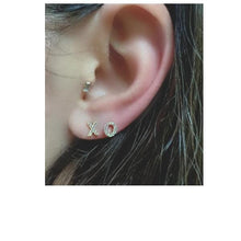 Load image into Gallery viewer, Stud Earring: Crystal Pave "XO" Gold Vermeil (EGP/5XO) Earrings athenadesigns