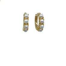 Load image into Gallery viewer, Small Hoop with Fresh Water Pearls: Gold Vermeil (EGH4300 Earrings athenadesigns