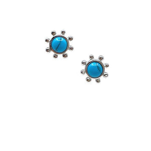 Turquoise Bezel Set Studs: Sterling (ESP470TQ) Earrings athenadesigns 
