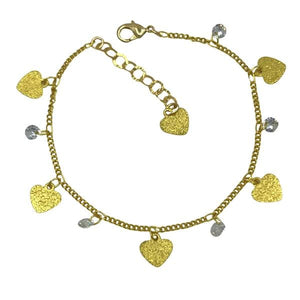 Brushed Heart &Crystal Gold Fill Bracelet (BGCL45HRT) Bracelet athenadesigns 