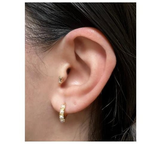 Small Hoop with Fresh Water Pearls: Gold Vermeil (EGH4300) Earrings athenadesigns