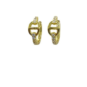 Link Pave Hoop: Gold Vermeil (EGH4858) Earrings athenadesigns 