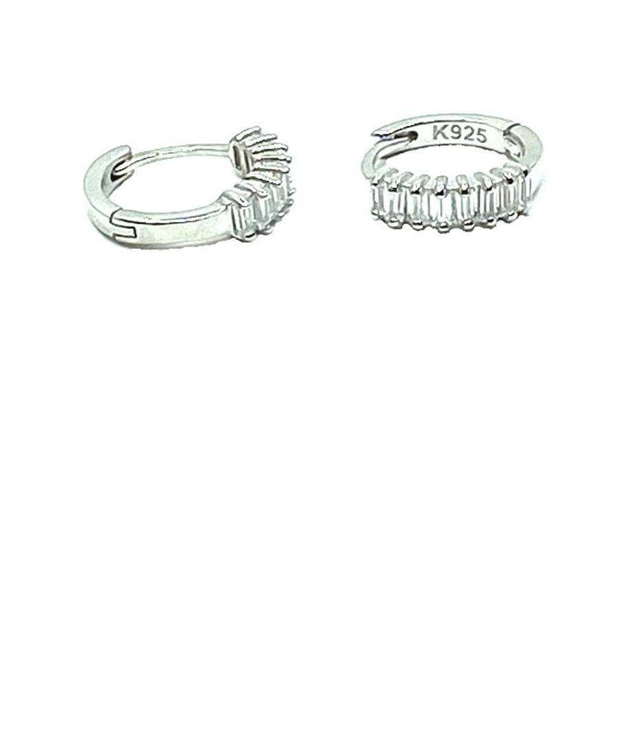 Tiny Huggie With CZ Baguettes: Sterling (EH458) Earrings athenadesigns