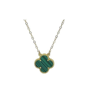 Clover 15mm Malachite Set in 24kt Gold Plated (NGCG478MLT) Necklaces athenadesigns 