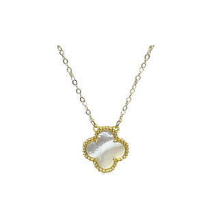 Clover 15mm Mother of Pearl Set in 24kt Gold Plated (NGC478MOP) Necklaces athenadesigns 
