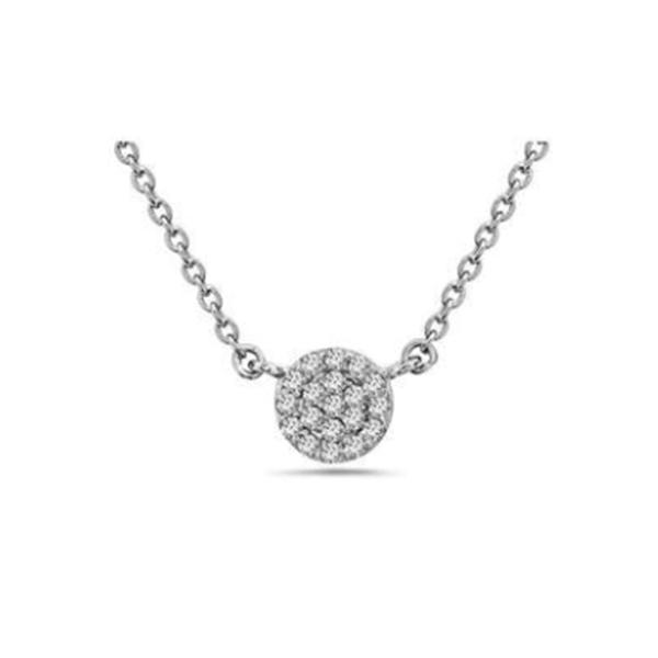 Crystal Pave: Tiny Disk in Sterling Silver Necklace: (NCS4665S) Necklaces athenadesigns Finish: Sterling Silver (NCS4665S)
