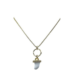 Enamel Tusk On Plated Gold Plated Chain: White (NGCH485WT) Fashion Necklace athenadesigns 