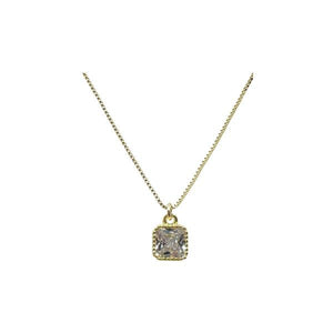 CZ Bezel Set Stone on 18kt Gold Fill Chain: Square (NGCH405SQ) Necklaces athenadesigns 