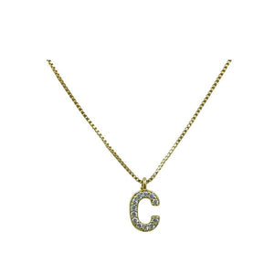 Link Chain With Pave Initial: A-I: Gold Fill or Sterling Silver Chain (NGCP45_ or NCP45_) Necklaces athenadesigns Gold C 