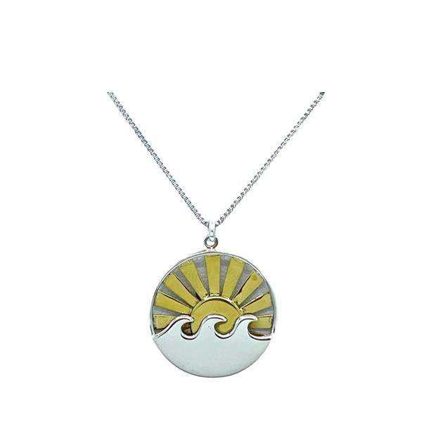 Mixt Metal: Sun & Wave Charm Necklace: Sterling Silver (NCSP46WVE) Necklaces athenadesigns